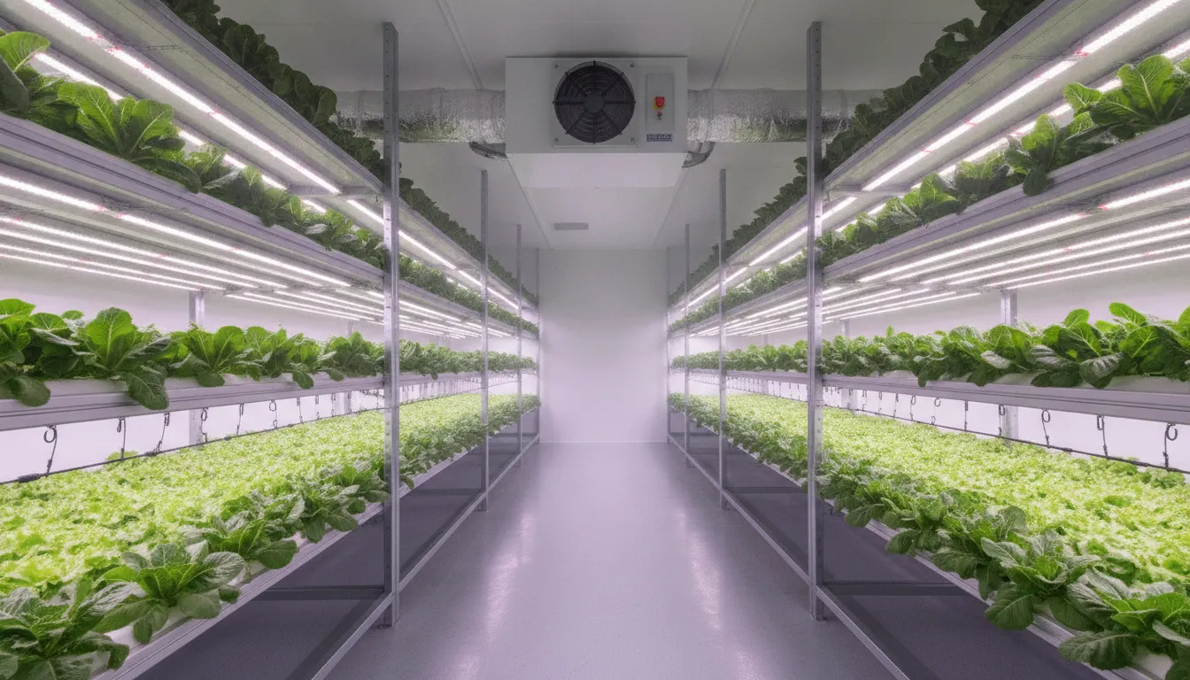 Commercial dehumidifier controlling humidity in a large indoor grow room