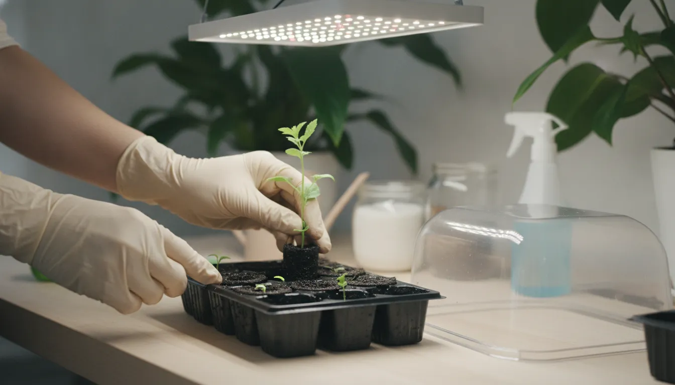 How to clone plants by placing a stem cutting into a propagation plug