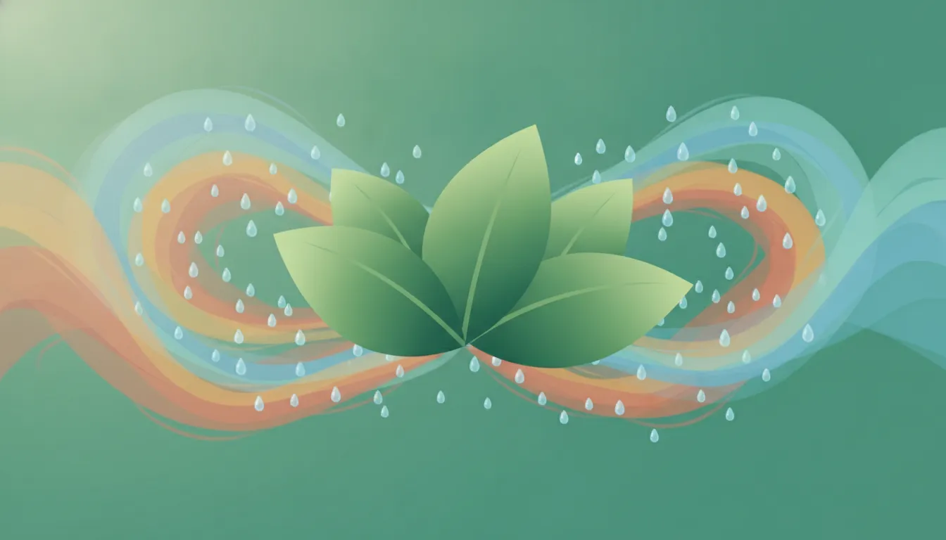 Illustration of plant leaves and water vapor for a VPD chart for indoor growing