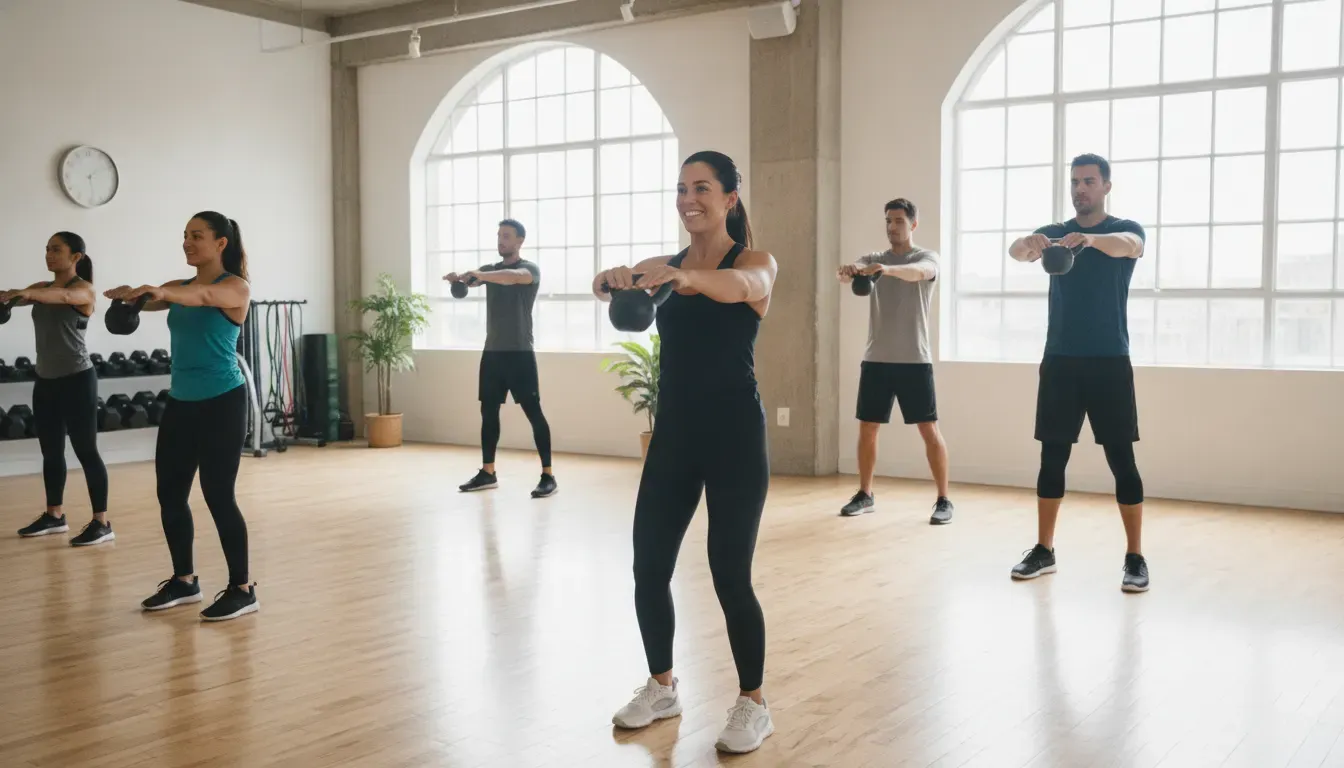 Group fitness class at The Wembley Club near Moreland Hills and Solon