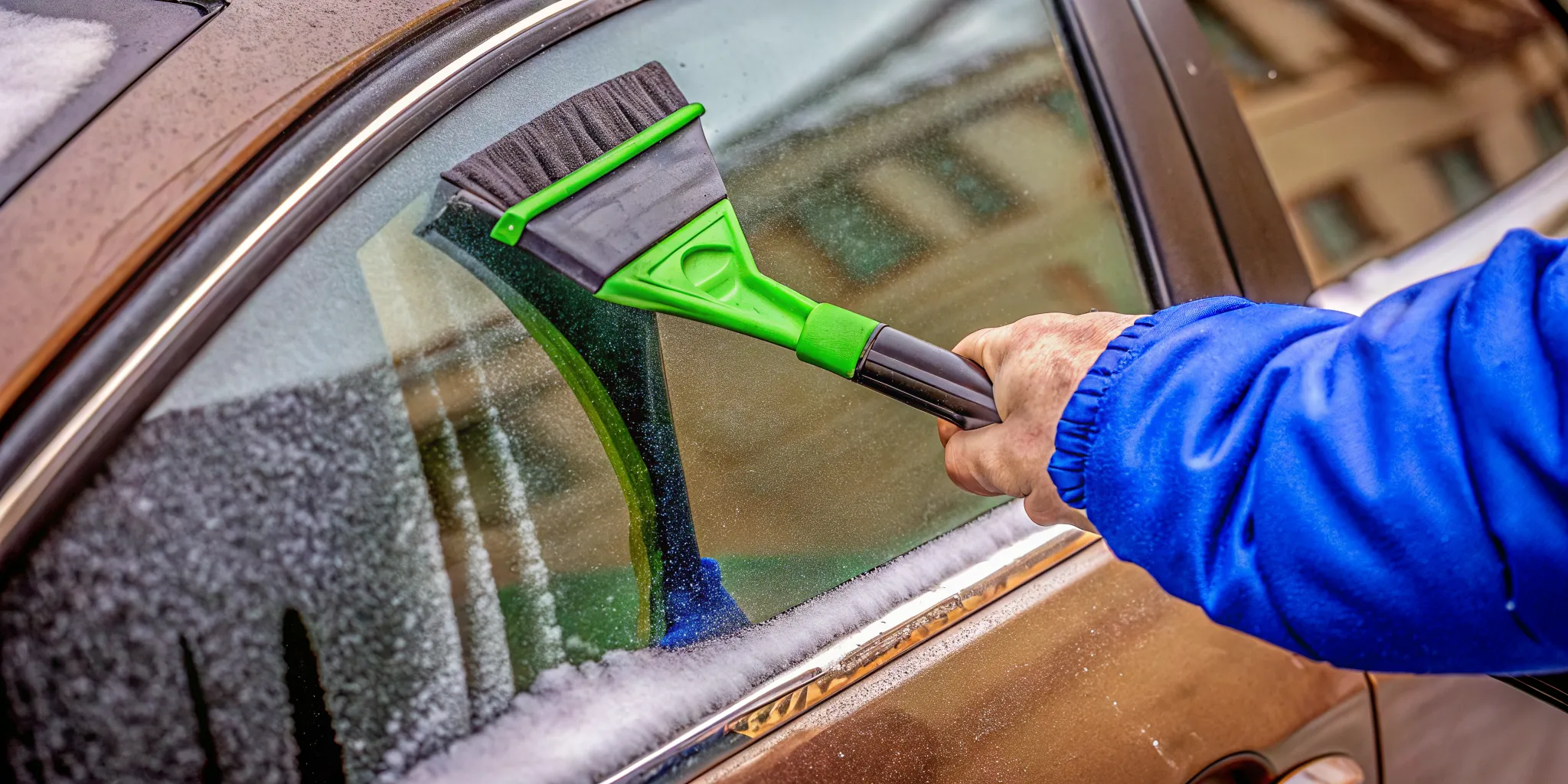 Custom branded corporate gifts stored in a winter vehicle