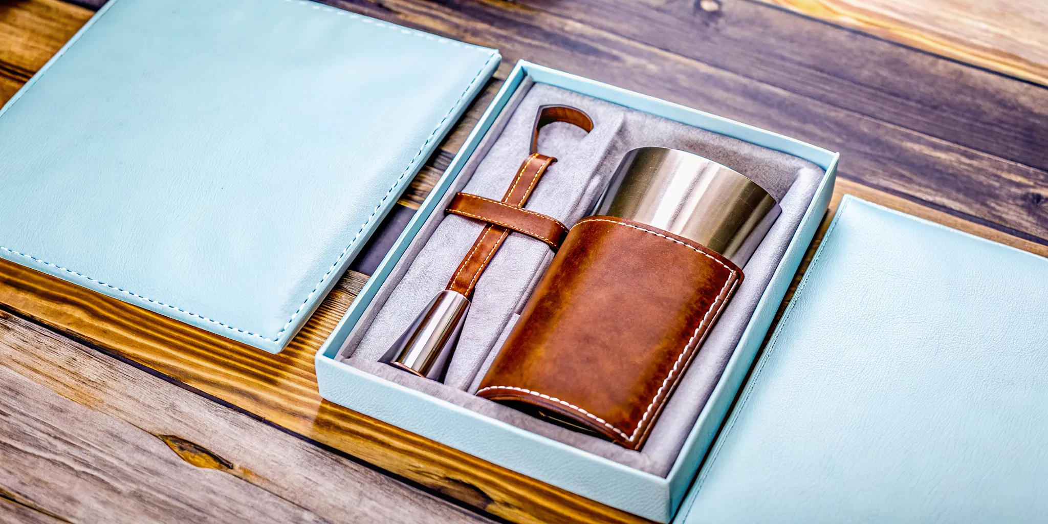 Corporate branded custom promotional winter gift set with ice scraper in professional packaging