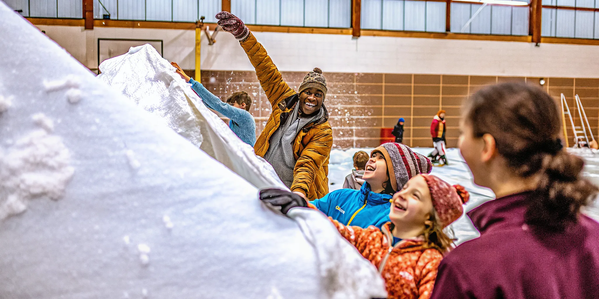 School volunteers organizing winter fundraiser products