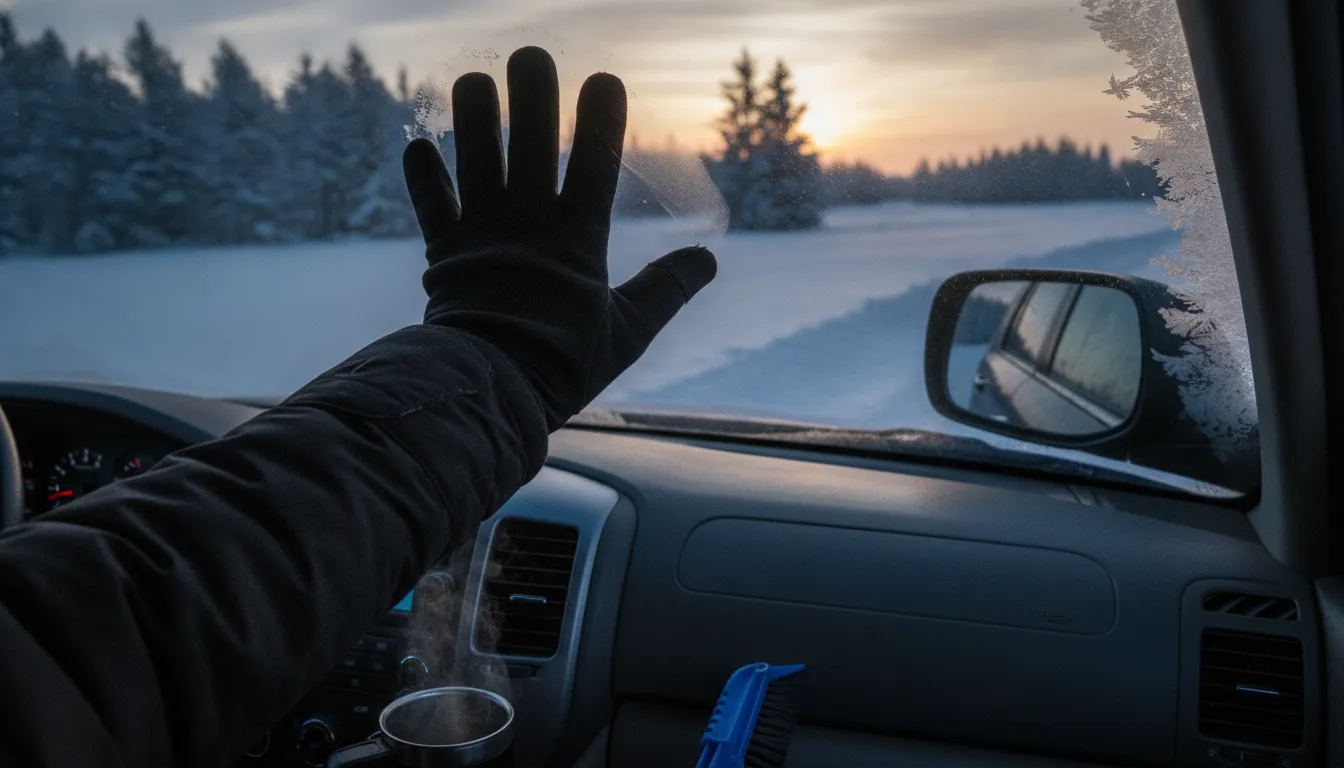 The Edge scraper clearing frost from a vehicle windshield