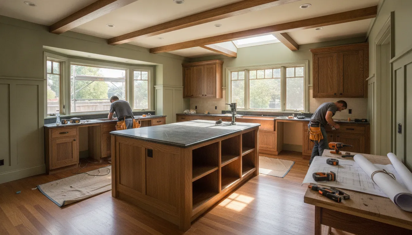Refined Bay Area kitchen with added space for a custom island