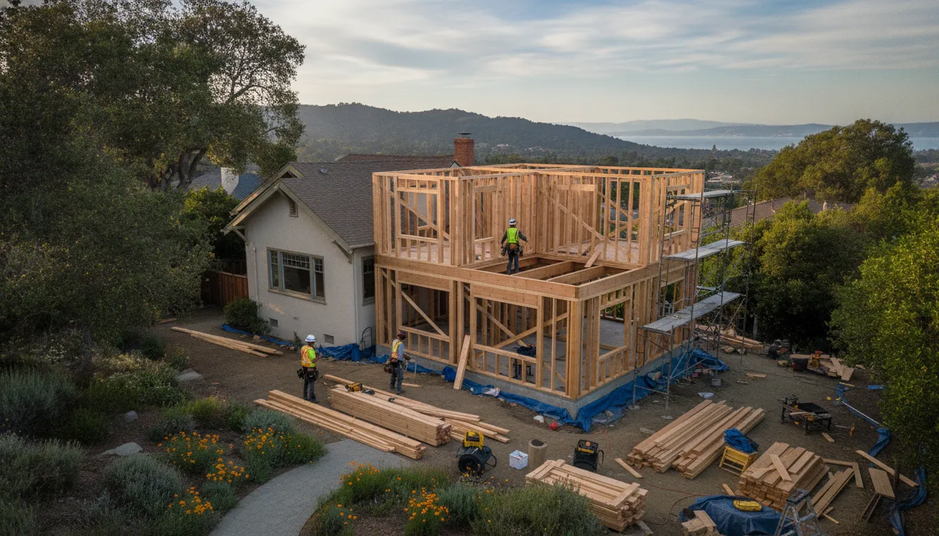Bay Area residential remodel under construction after permit approval