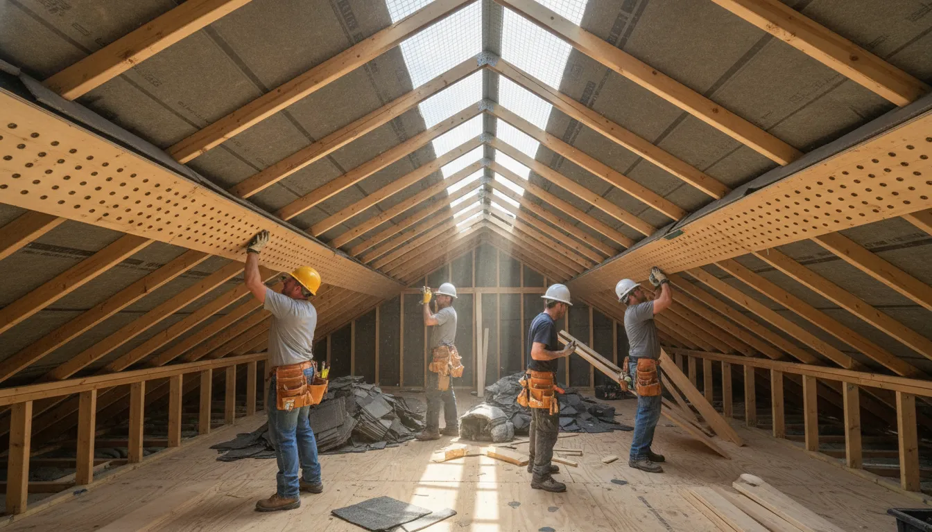 Attic intake and exhaust paths for balanced roof ventilation