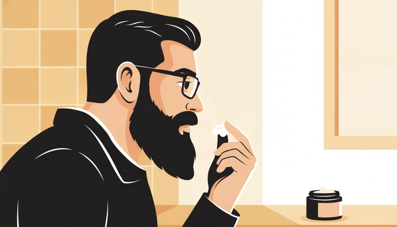 Man warming a small amount of tallow balm before applying it through his beard