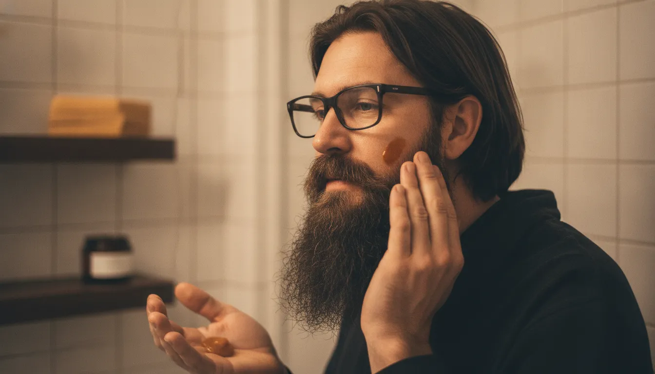 DALYSMOOTH tallow face and beard balm in a grooming setting