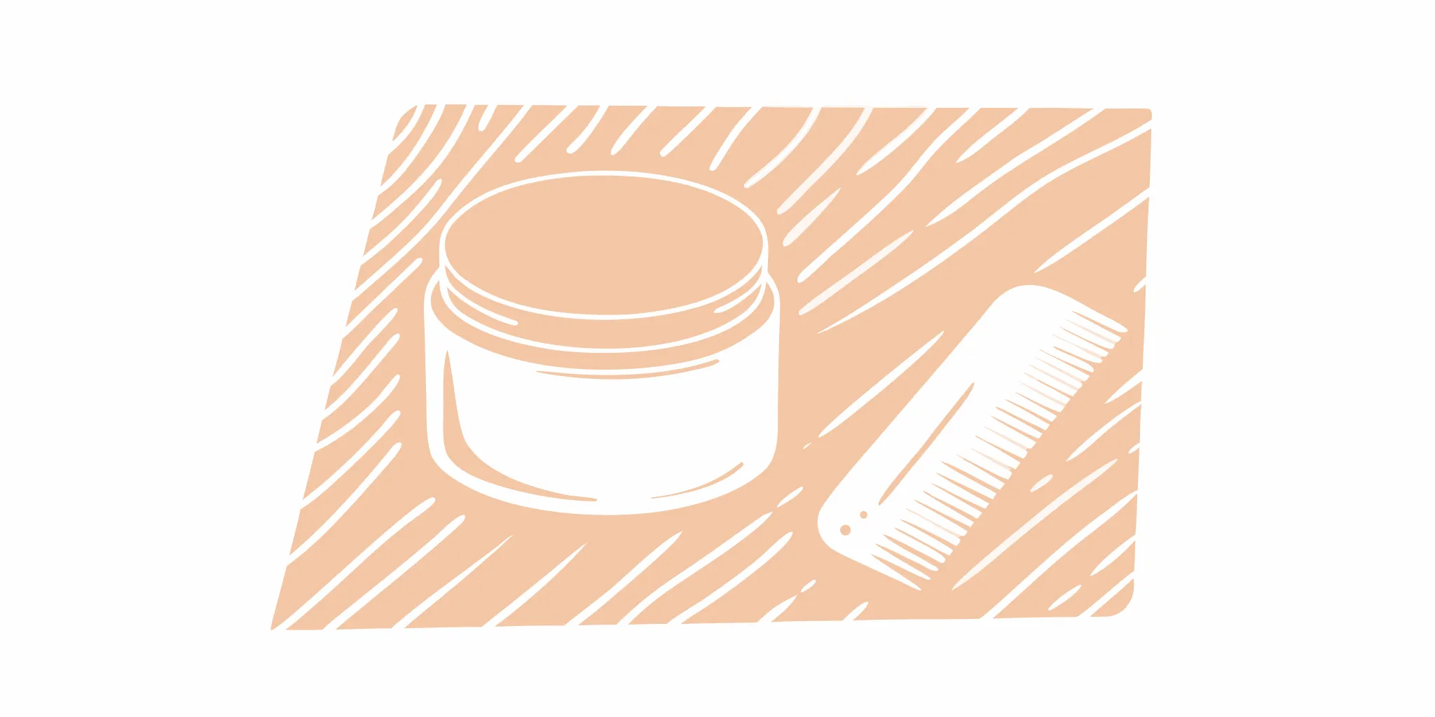 Glass jar of natural beef tallow beard balm beside a beard comb