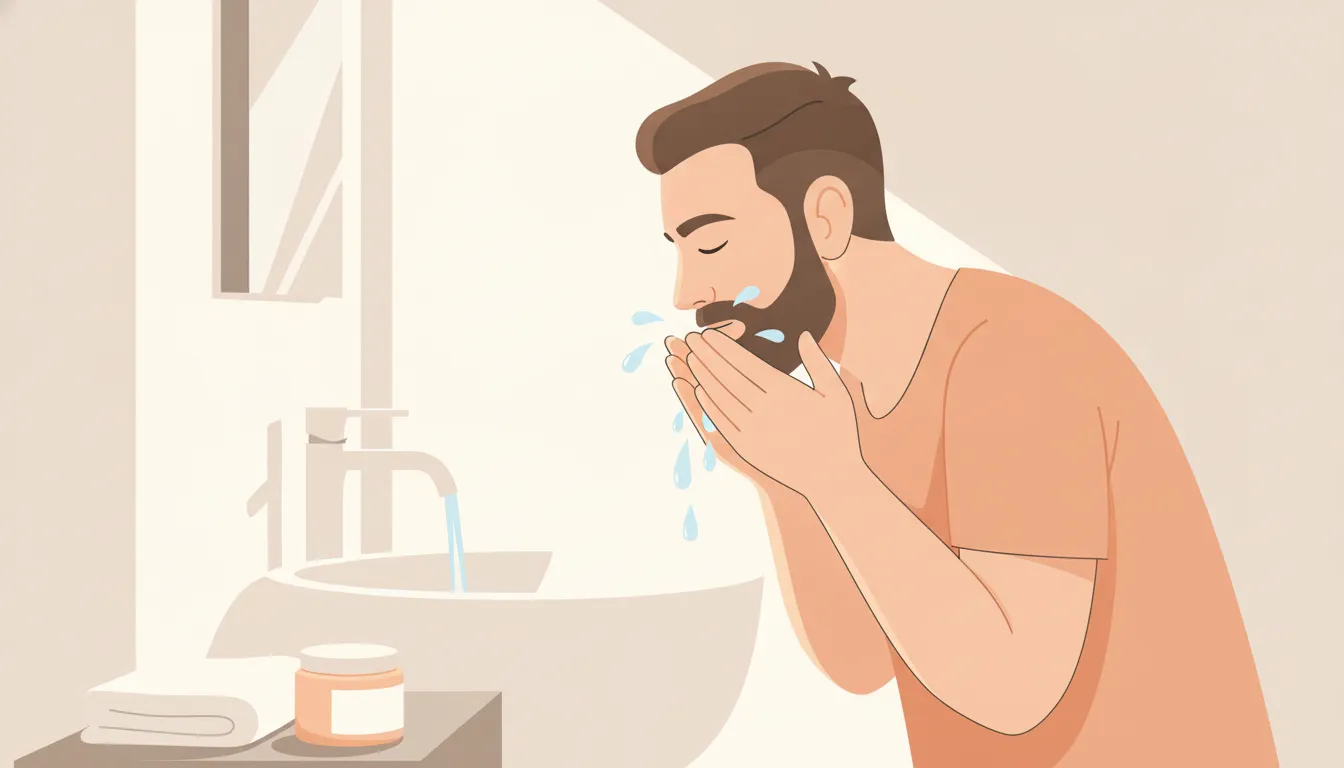 Man applying DALYSMOOTH balm during a sensitive-skin face routine