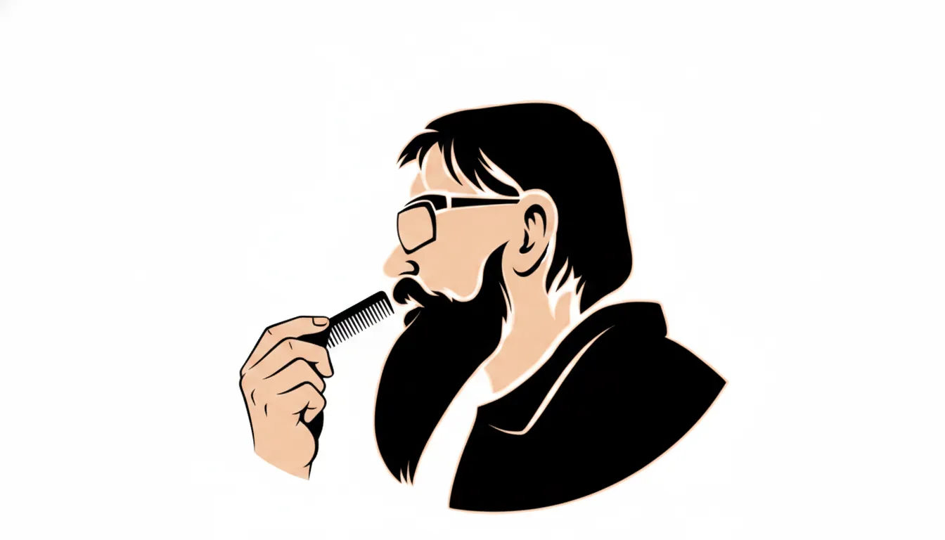Man combing a neatly shaped mustache during a simple grooming routine