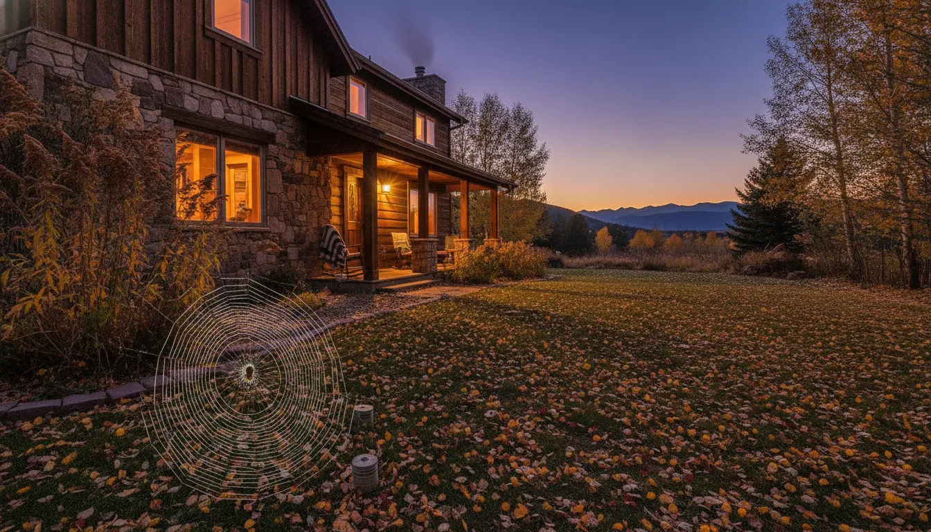 Colorado autumn home exterior with fall leaves showing seasonal pest entry points