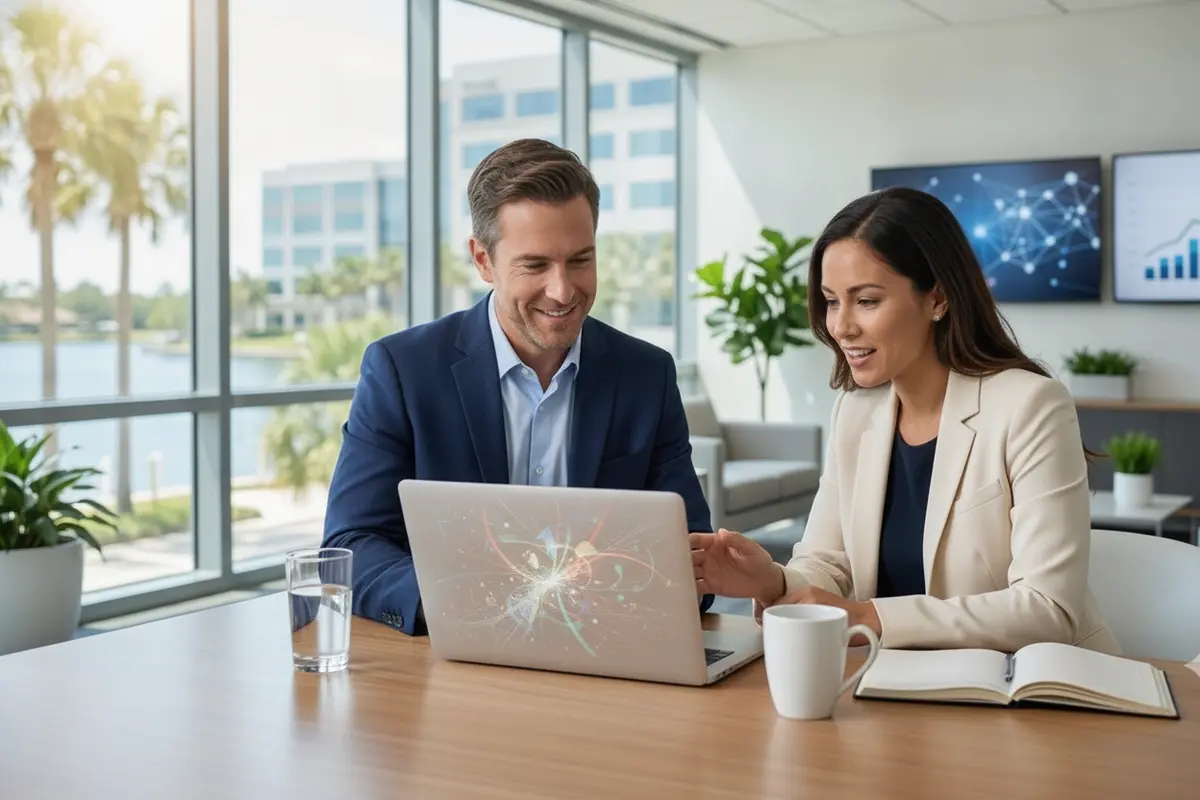 Colleagues reviewing a SaaS application inventory together
