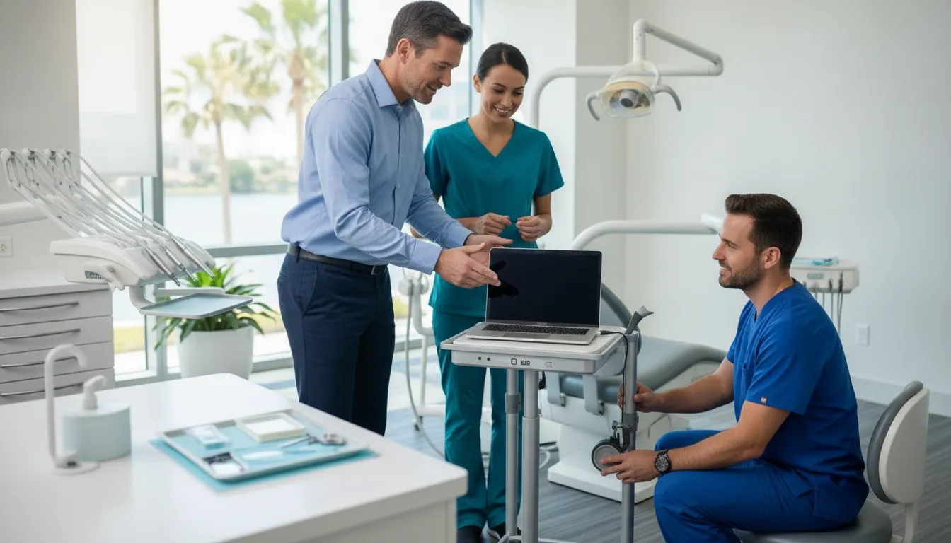 Dental practice team reviewing Microsoft 365 device management