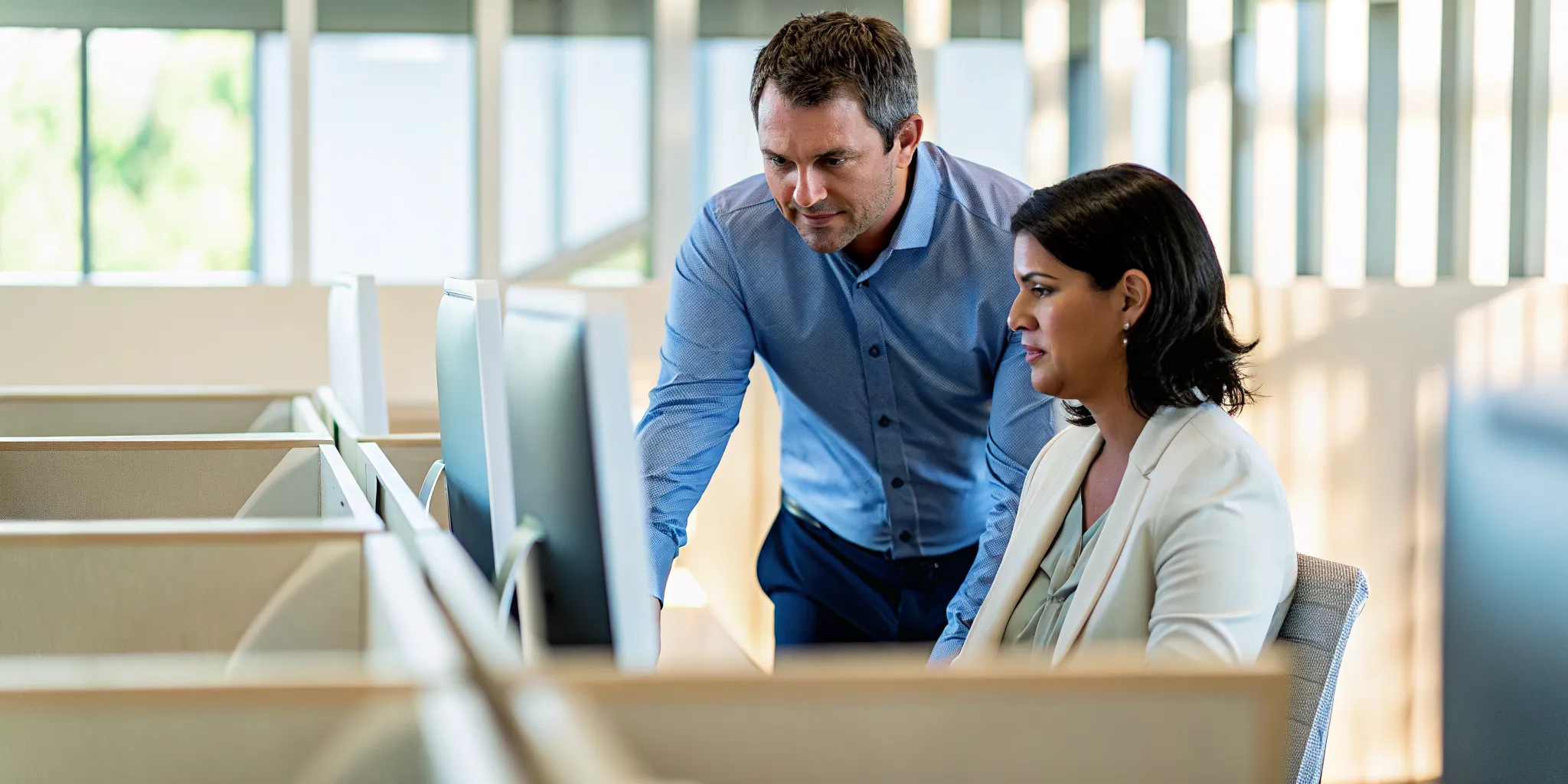 Employee receiving outsourced IT help desk support during ticket intake