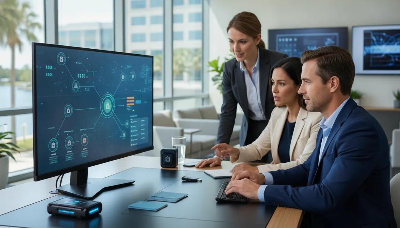 Business leaders reviewing zero trust security controls