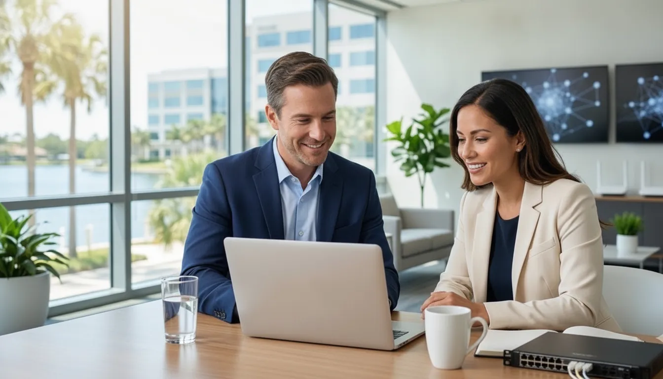 IT advisor discussing cybersecurity questions with a Tampa business owner