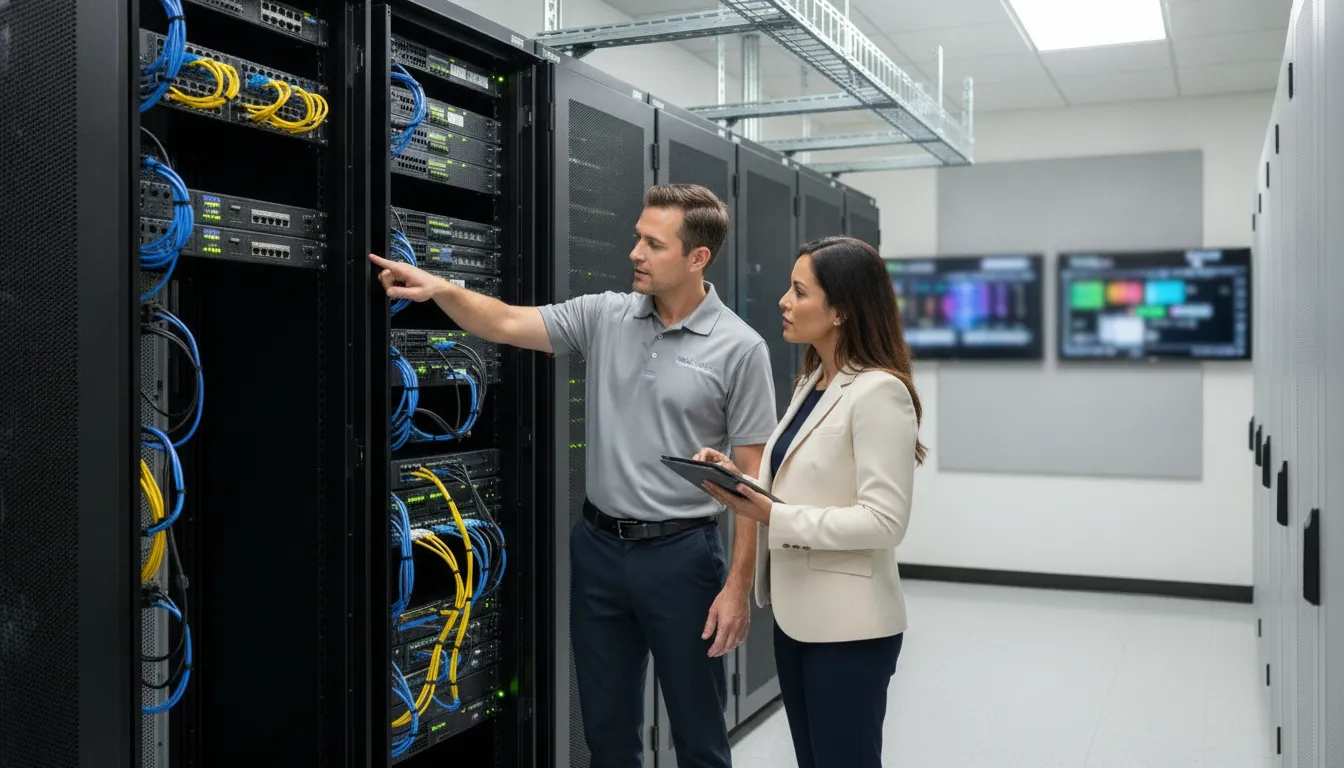 IT professional reviewing business cybersecurity and backup readiness