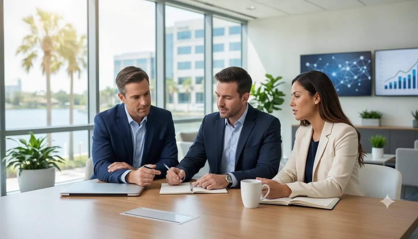 Business IT team discussing cybersecurity response