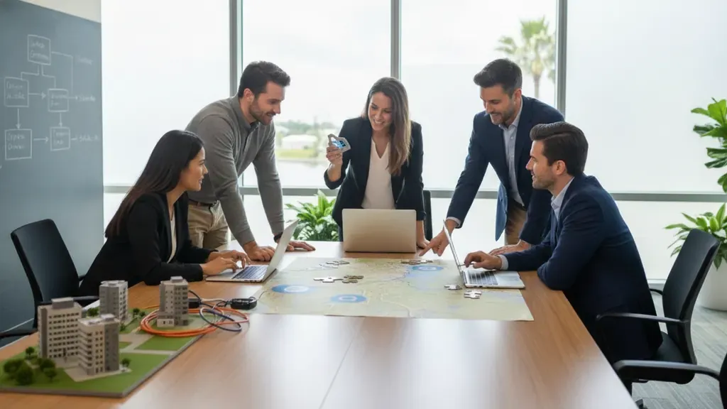 Technology team planning Microsoft 365 licensing and security for multiple offices