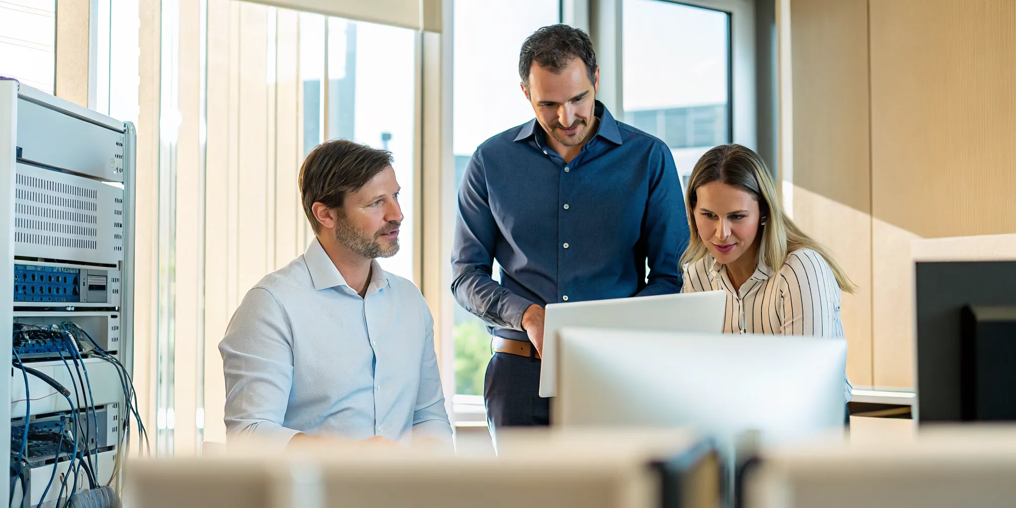 Professionals comparing co-managed IT vs fully outsourced IT