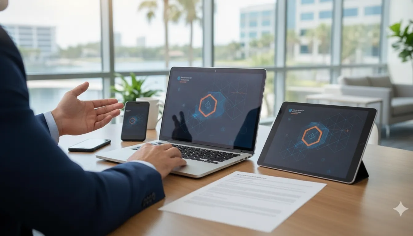 IT advisor reviewing Microsoft 365 device management and security controls for a business