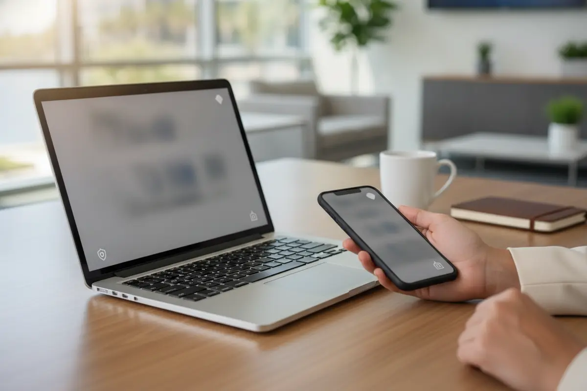 Managed laptop and phone prepared for secure remote work