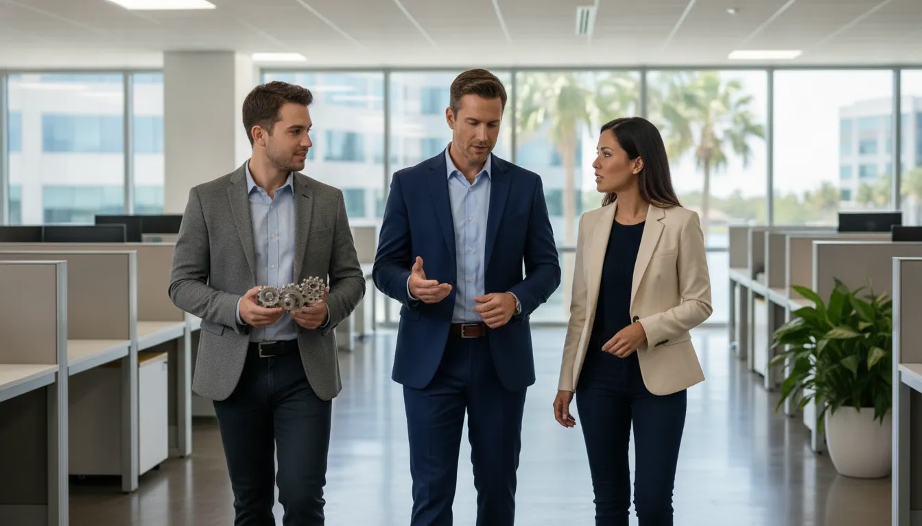 Power Platform consulting team discussing connected business processes