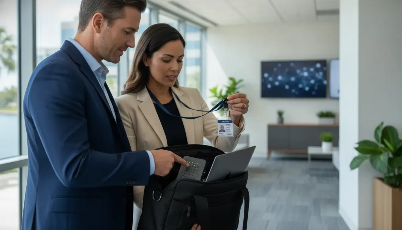 IT security advisor reviewing device and access controls with a Tampa Bay business manager
