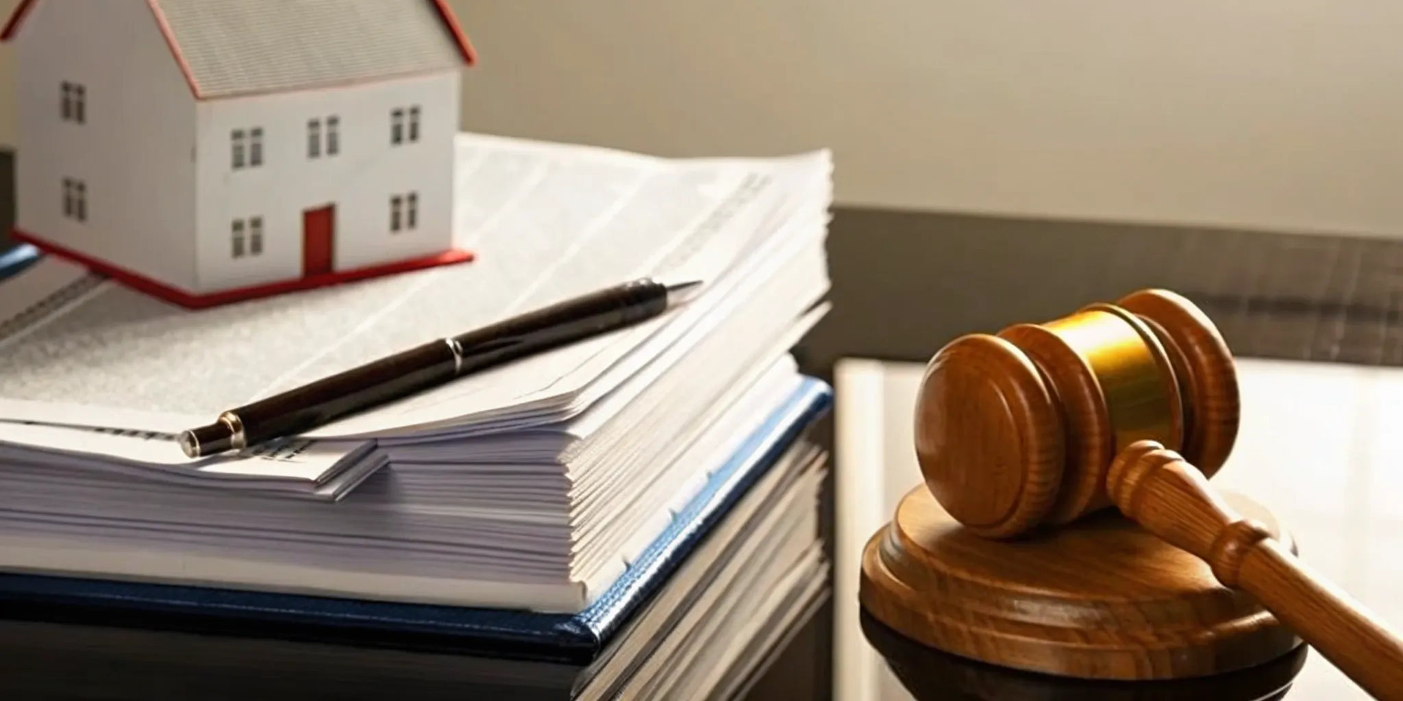 Legal documents and a gavel on a desk representing a Special Magistrate hearing for Florida code violation fines