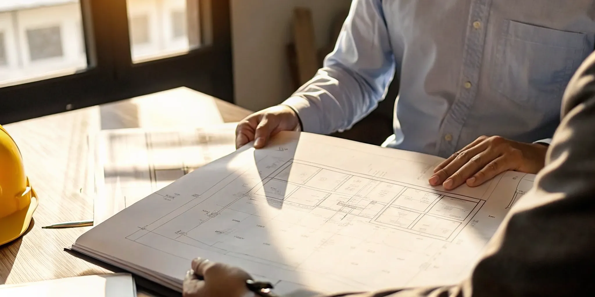 Violation Clinic construction compliance experts reviewing architectural plans for permit approval