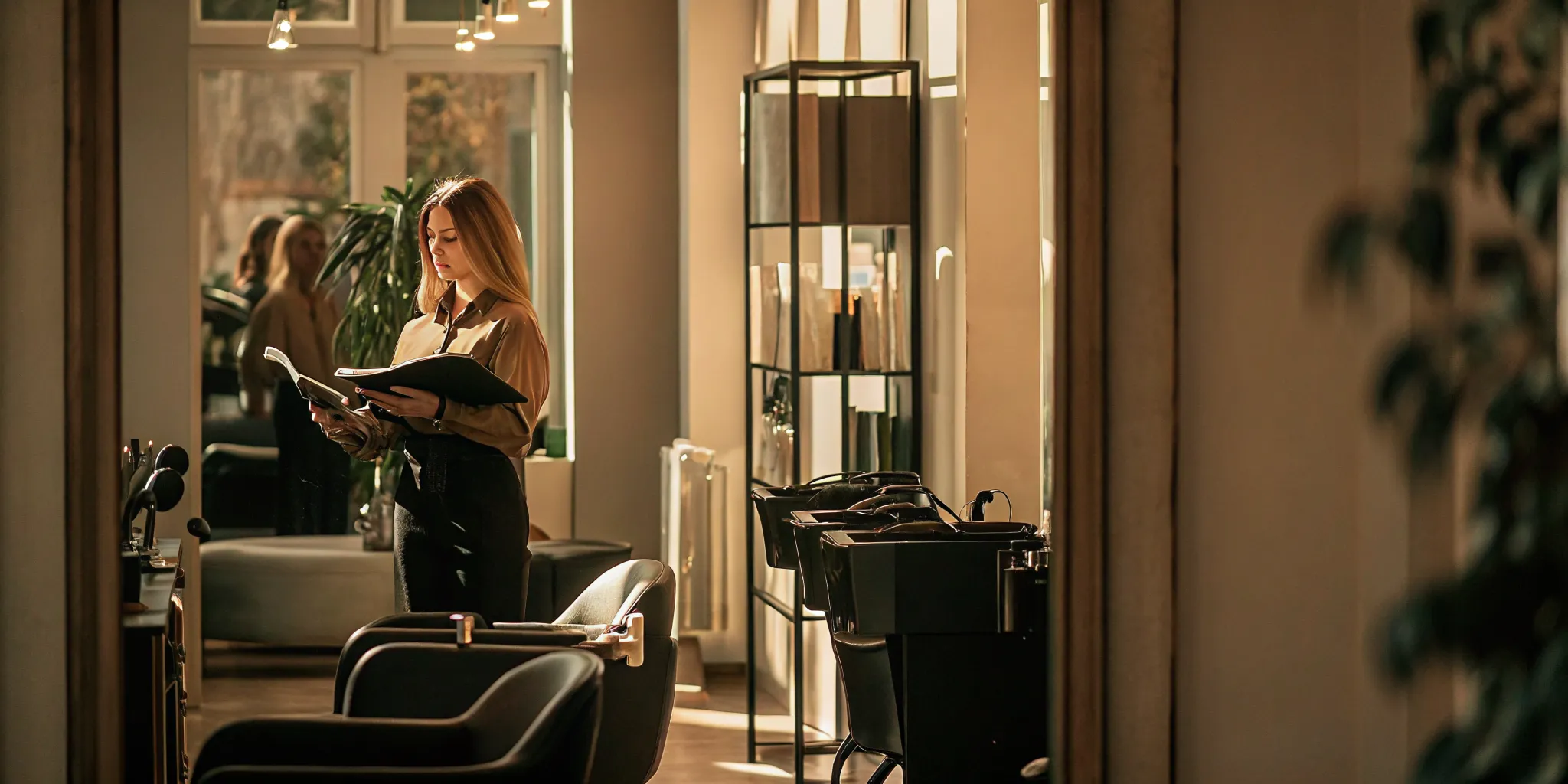 Independent stylist planning salon suite marketing ideas