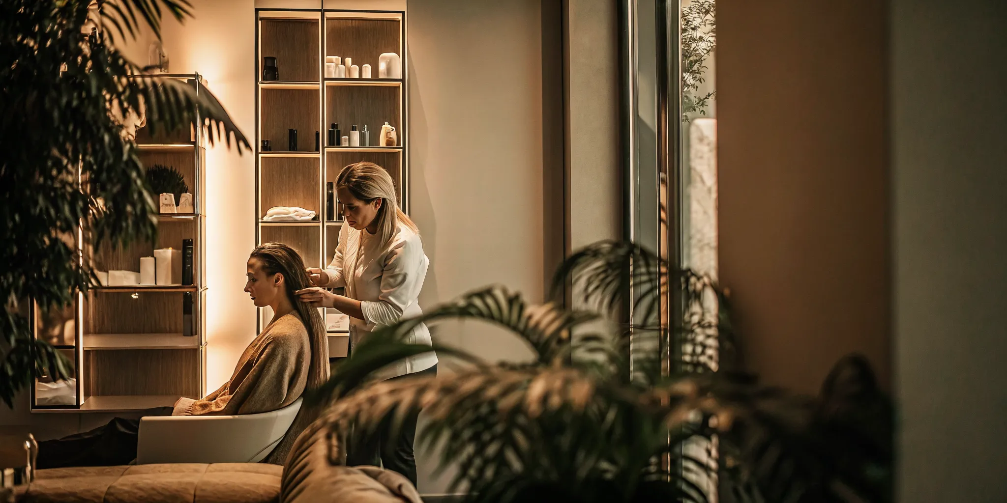Private salon suite designed as part of a beauty professional's brand