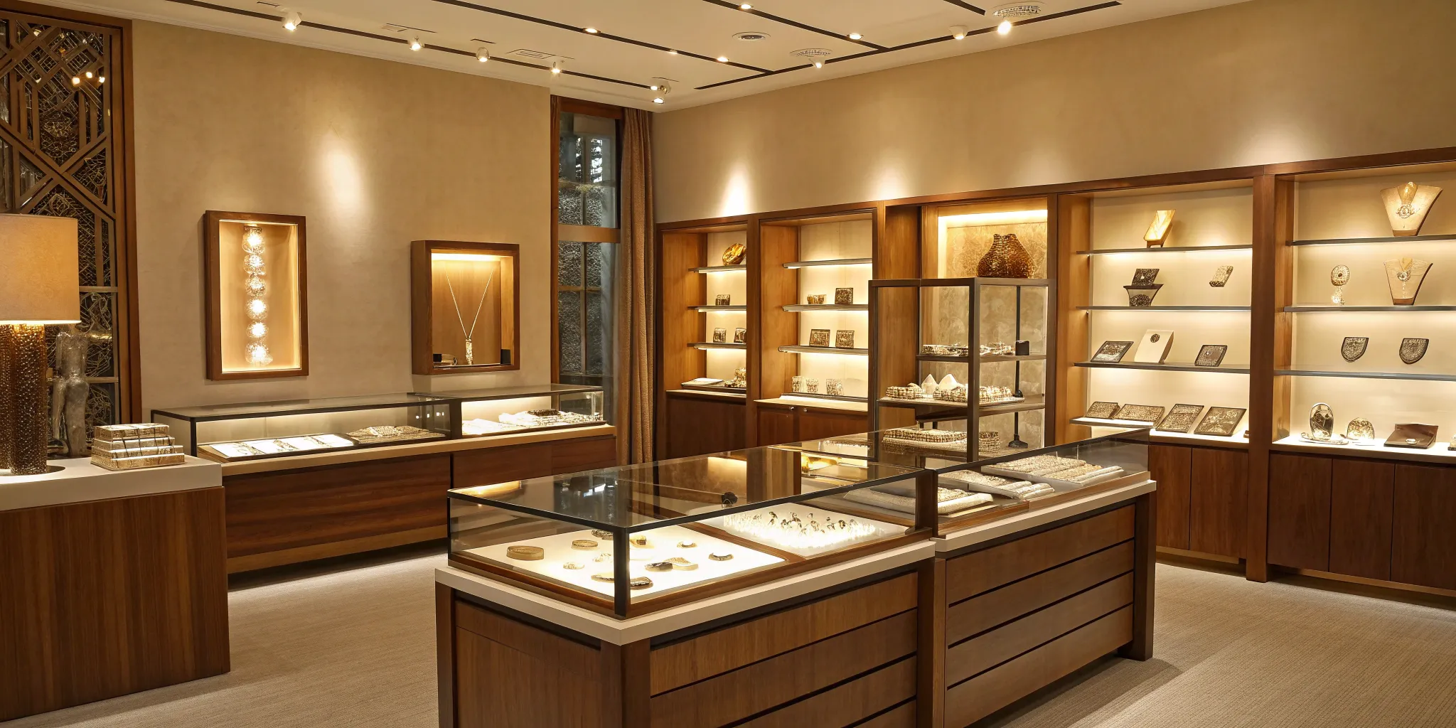 Well-lit retail displays strategically arranged in a modern store to engage customers.