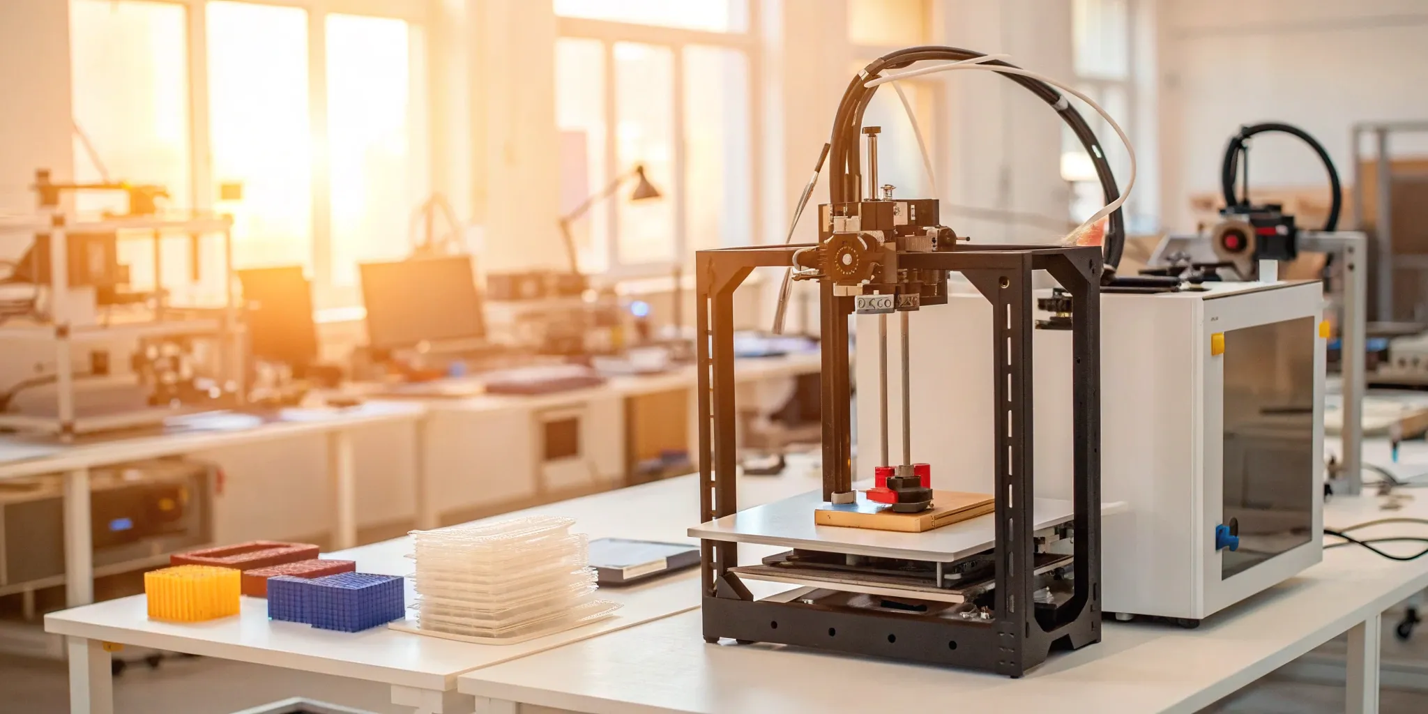 A 3D printer building a part for a rapid prototyping workflow.