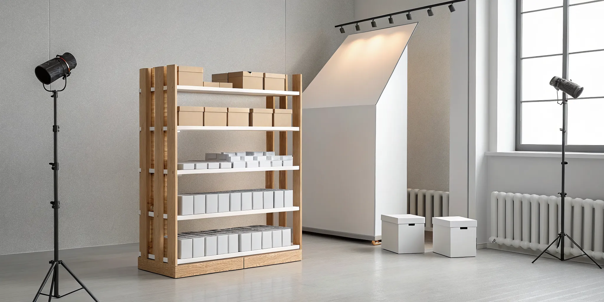 A branded corrugated POP display showcasing products in a retail aisle.