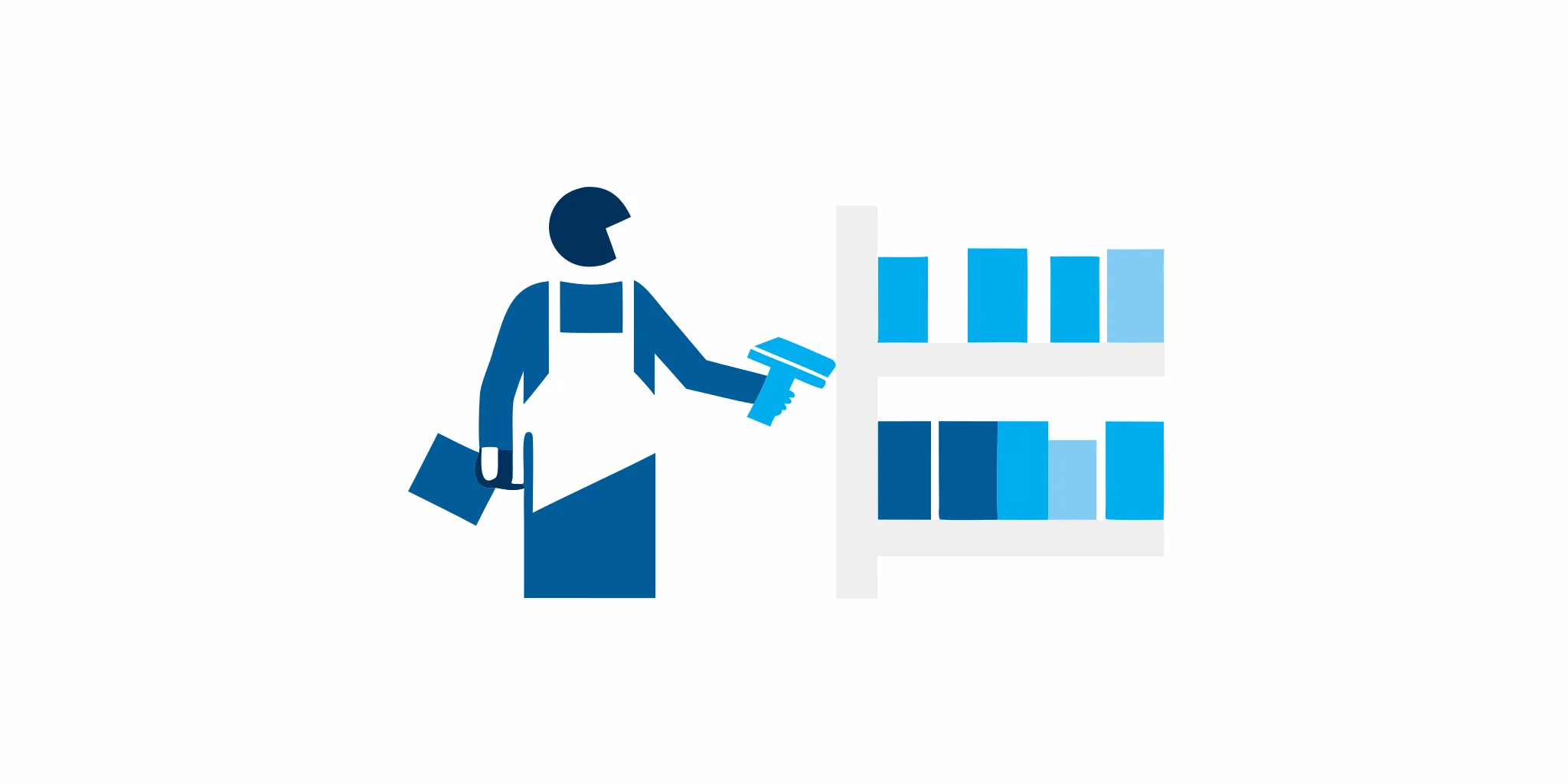 Retail operations manager scanning custom store fixtures during a rollout