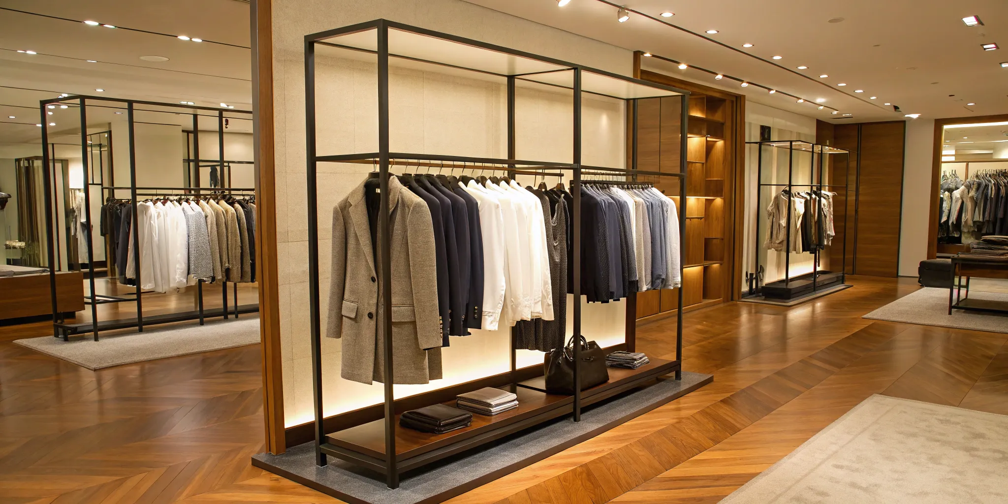 Apparel racks for sale in a retail store.