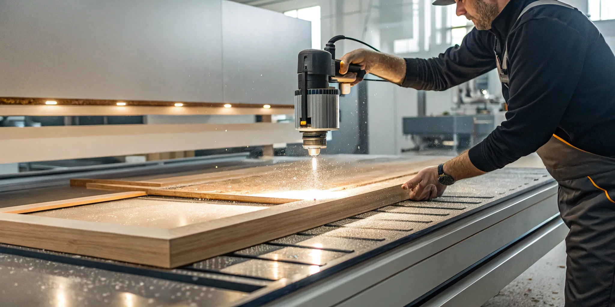 Custom fabrication of wood on a CNC machine.