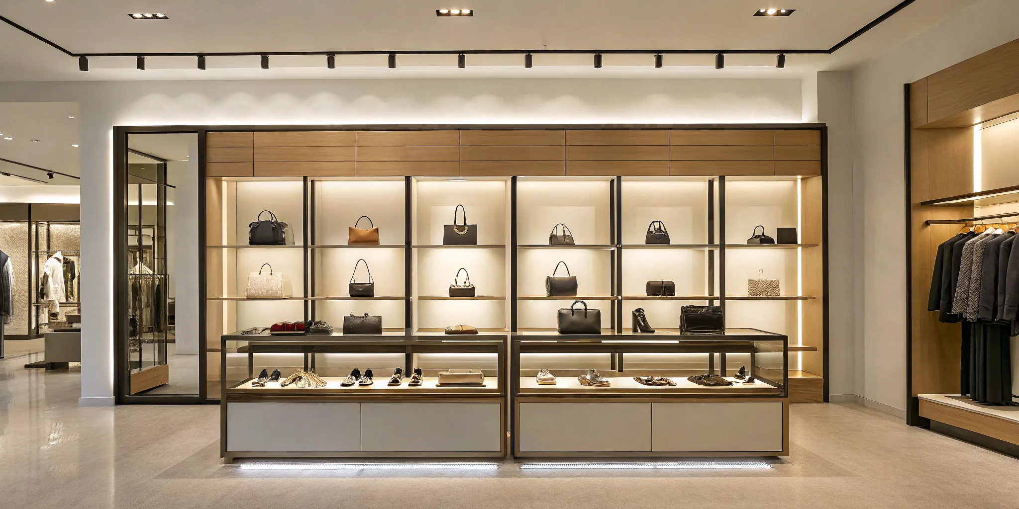 Custom retail signage for a store selling shoes, handbags, and clothing.