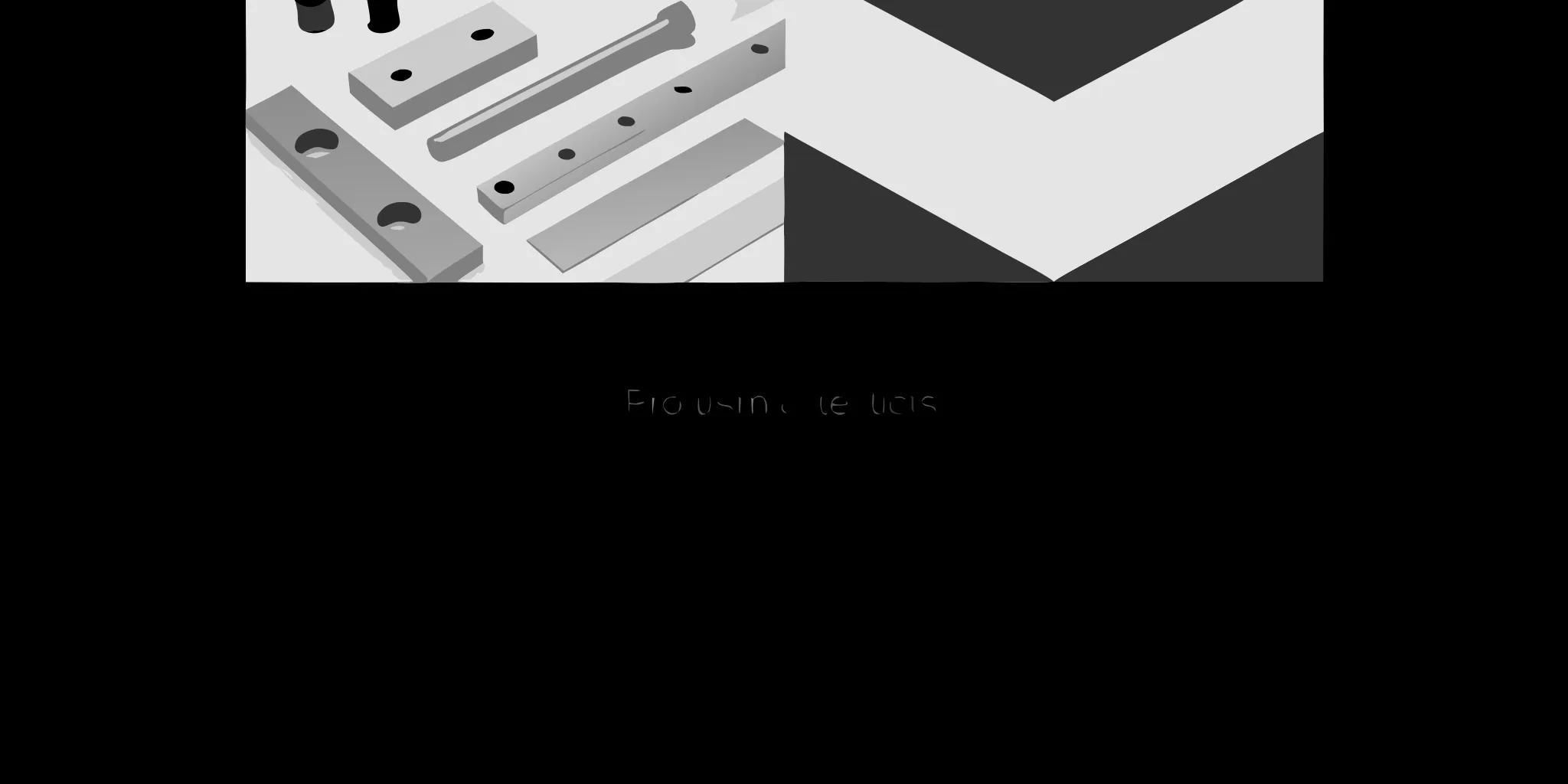 Simplified mechanical parts demonstrating the principles of design for manufacturability.