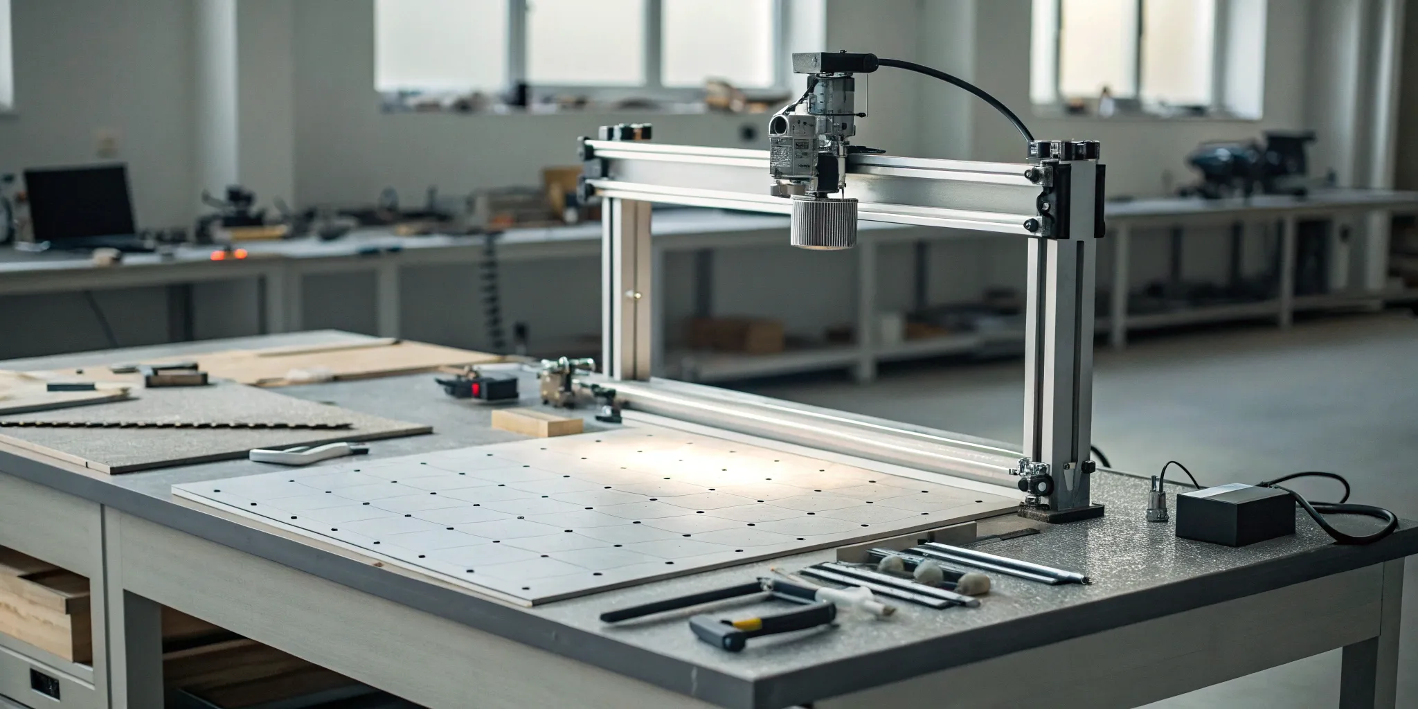 A CNC machine crafting a custom retail display fixture prototype.