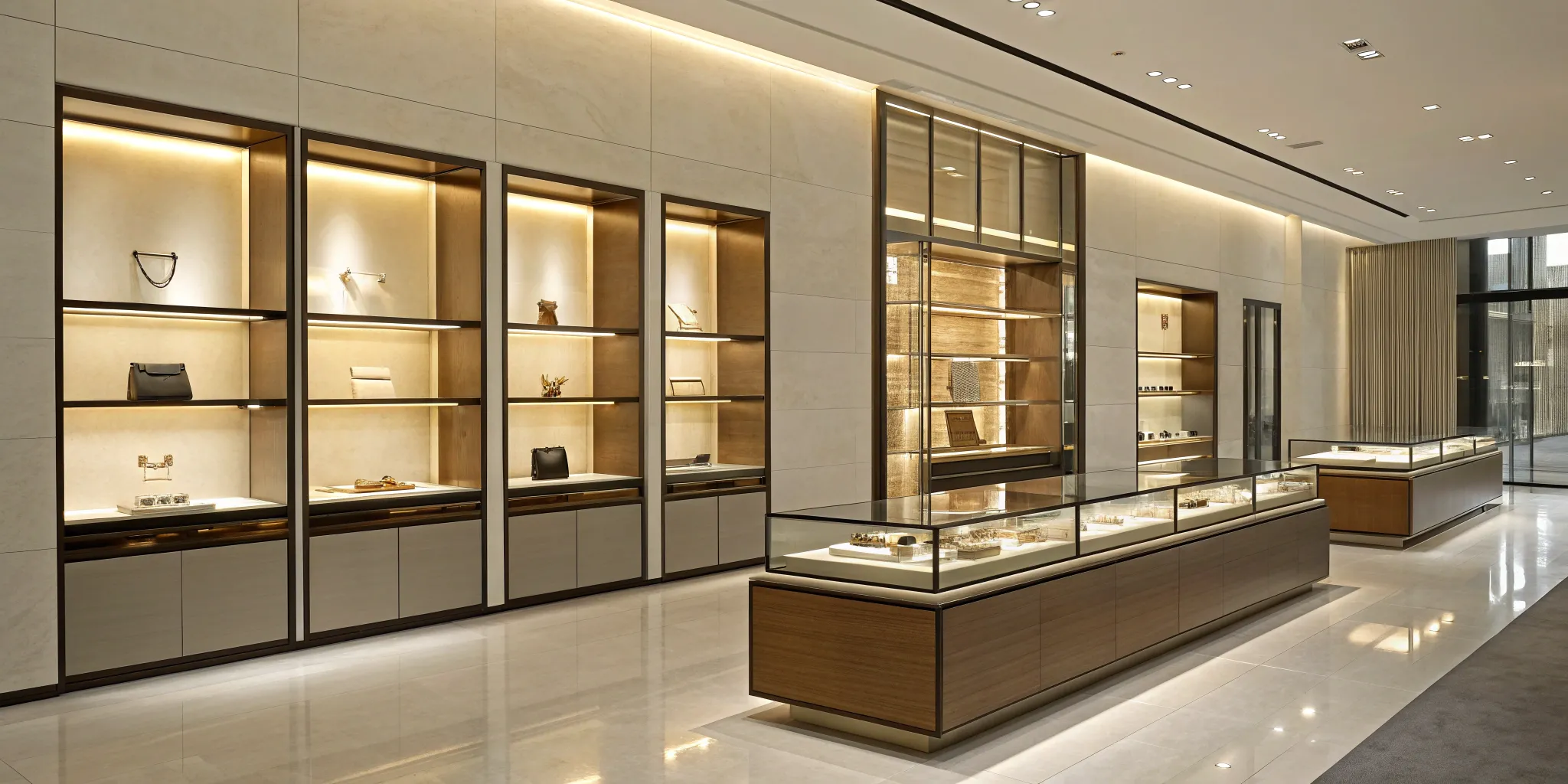 Custom retail fixtures enhance brand identity in a modern store.