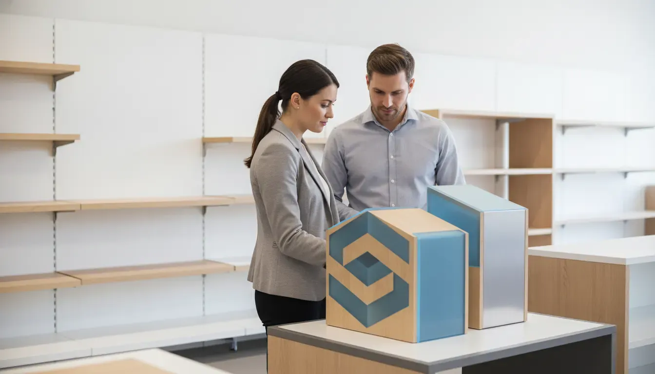 Custom point-of-purchase display prototype in a retail showroom
