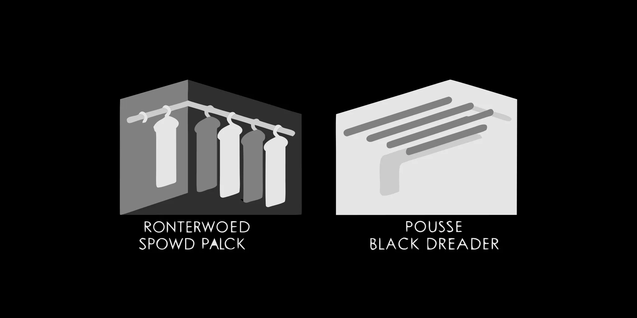 Different types of apparel racks for a retail store, including hanging and wall-mounted options.