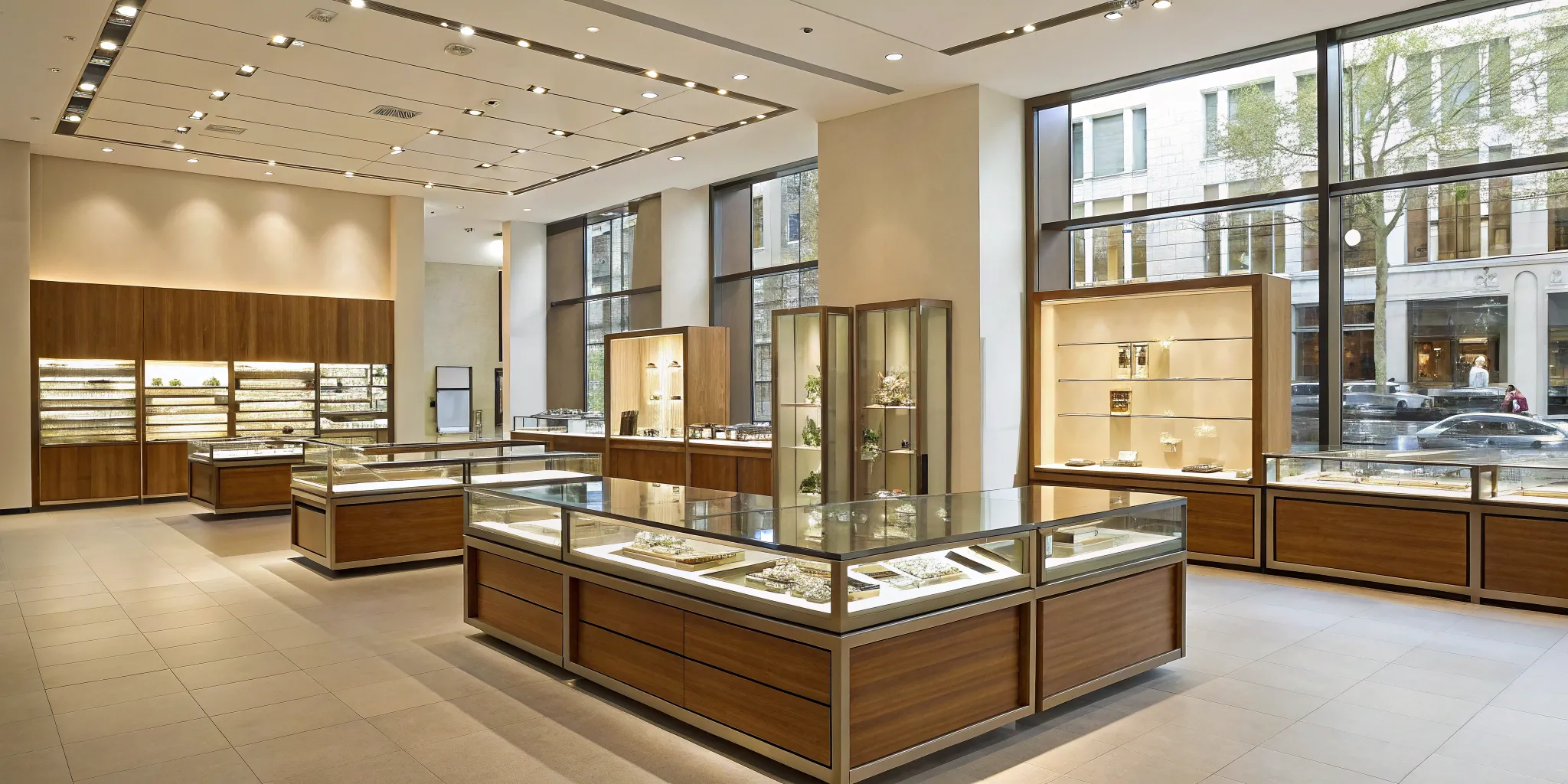 Well-lit and organized retail displays in a modern store to improve sales.