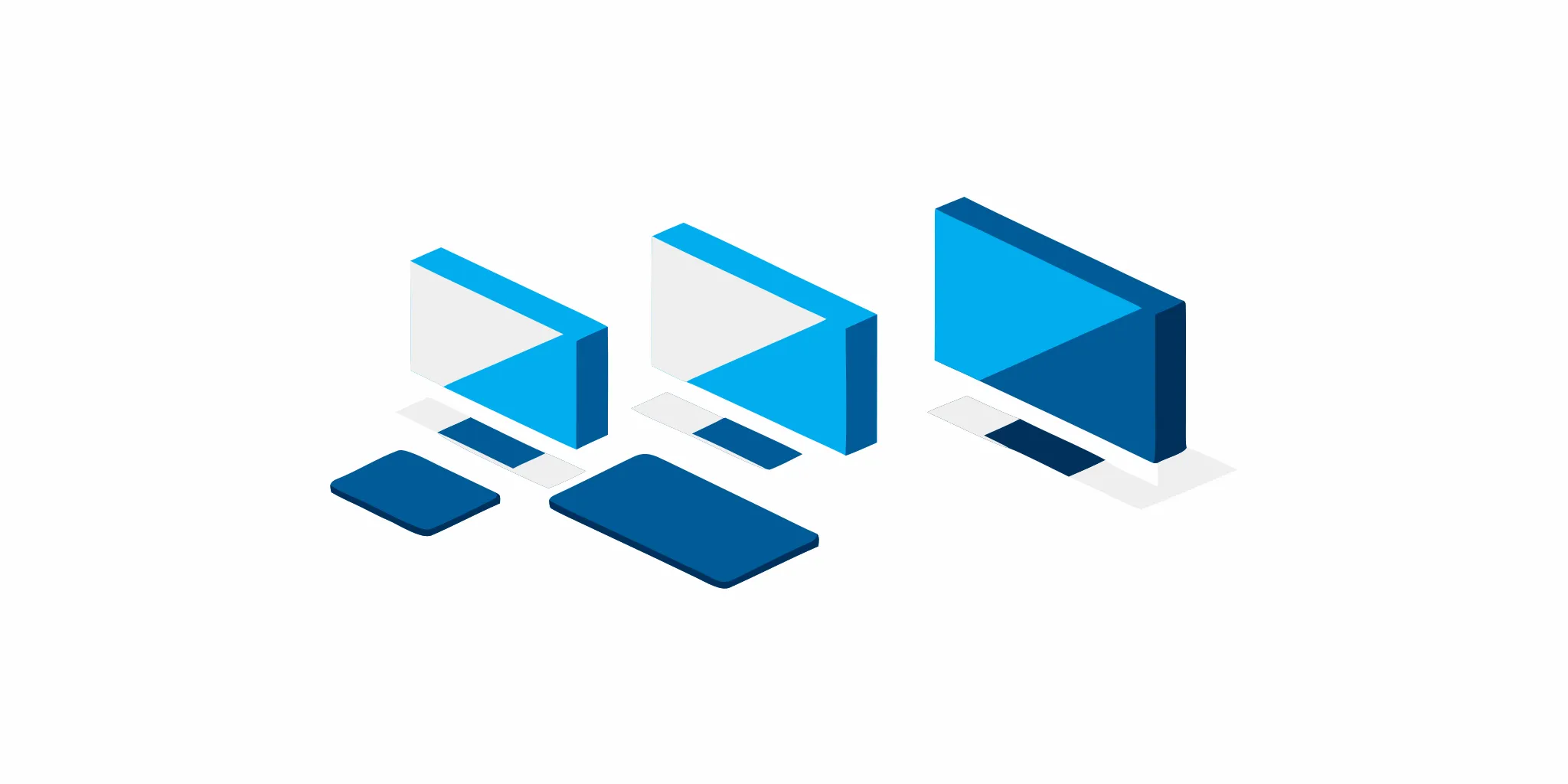 Three interactive displays of different sizes, comparing options for a business.