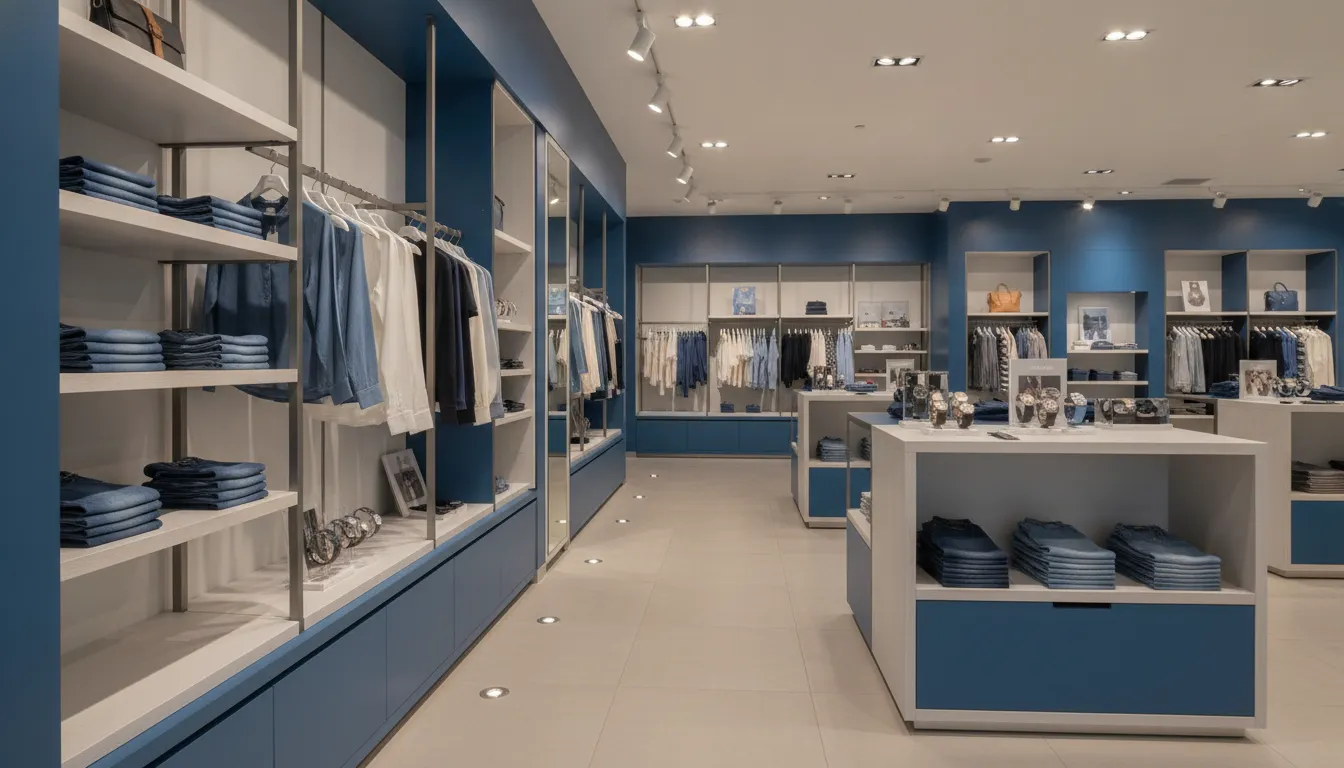 Coordinated retail store displays guide a clear shopper path