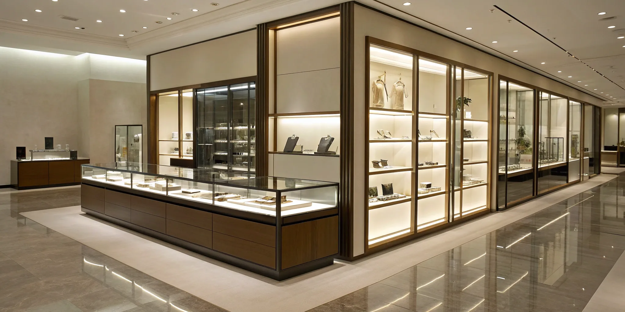 Modern retail displays installed in a store as part of a professional rollout service.